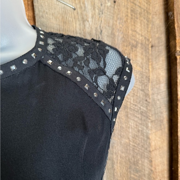 Rebecca Taylor Black Lace and Studded A-Line Dress - Size 2 - Picture 4 of 13